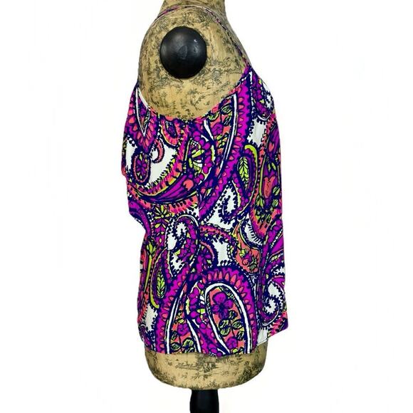 Alice & Trixie Sz S Silk Blouse Sleeveless Ruffles Colorful Paisley Size S - Picture 5 of 14